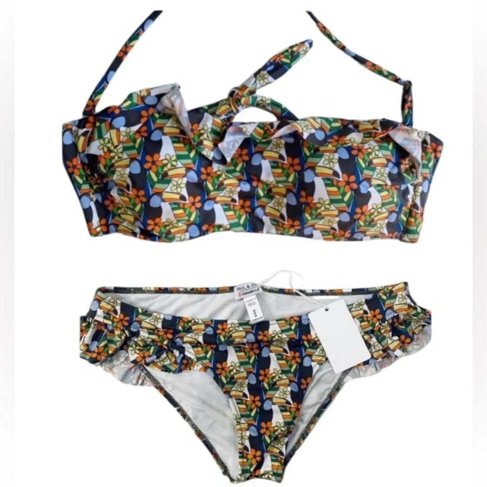 Paul & Joe cosabella bandeau swim top bottom set NEW